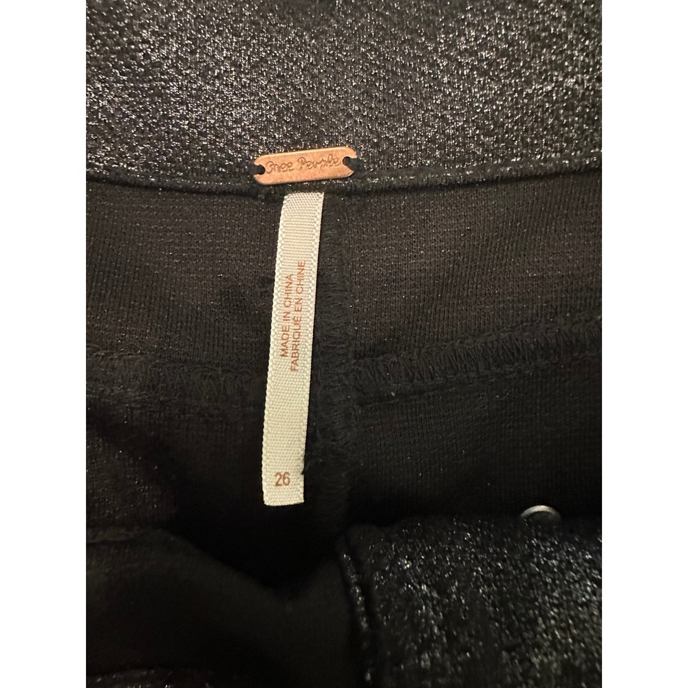 Free People Moto Leggings Metallic Black Detail Skinny Pants Sz‎ 26 retails $225 - Picture 3 of 4